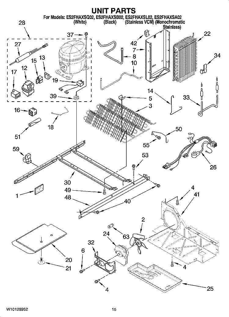 UNIT PARTS Diagram and Parts List for ES2FHAXSA02  Whirlpool Refrigerator