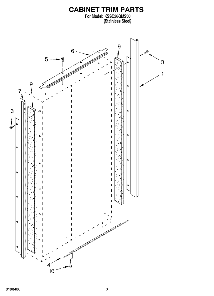 CABINET TRIM PARTS Diagram and Parts List for KSSC36QMS00  KitchenAid Refrigerator