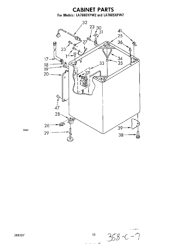 CABINET Diagram and Parts List for LA7680XPW2  Whirlpool Washer