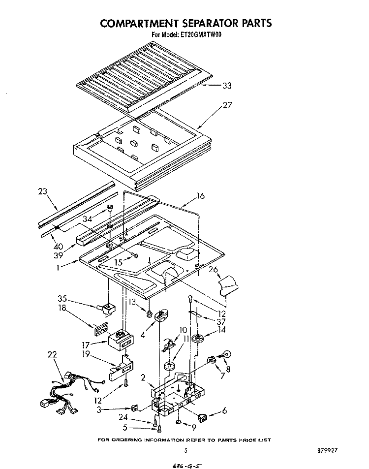 COMPARTMENT SEPARATOR Diagram and Parts List for ET20GMXTF00  Whirlpool Refrigerator