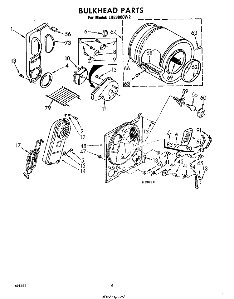SECTION Diagram and Parts List for LHE9800W2  Whirlpool Dryer