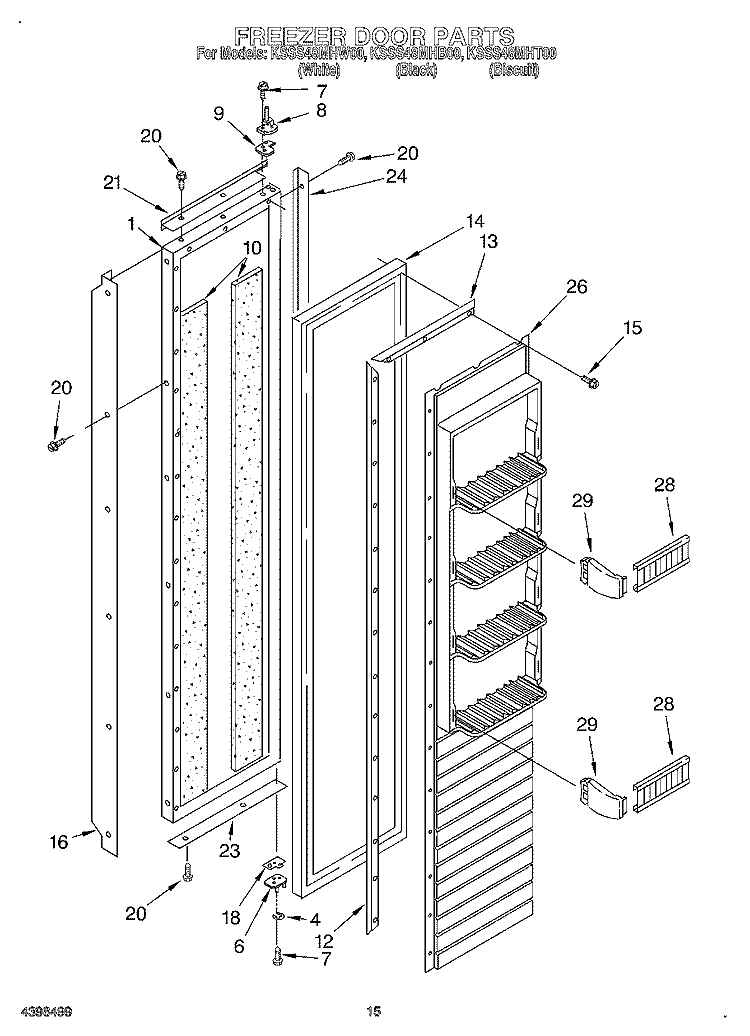 FREEZER DOOR Diagram and Parts List for KSSS48MHT00  KitchenAid Refrigerator