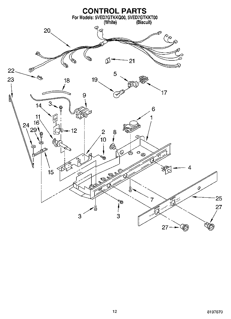UNIT Diagram and Parts List for 5VED7GTKKT00  Whirlpool Refrigerator