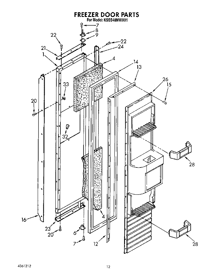 FREEZER DOOR Diagram and Parts List for KSSS48MWX01  KitchenAid Refrigerator