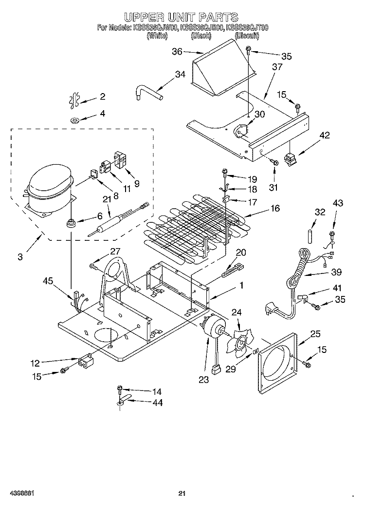 UPPER UNIT Diagram and Parts List for KSSS36QJT00  KitchenAid Refrigerator