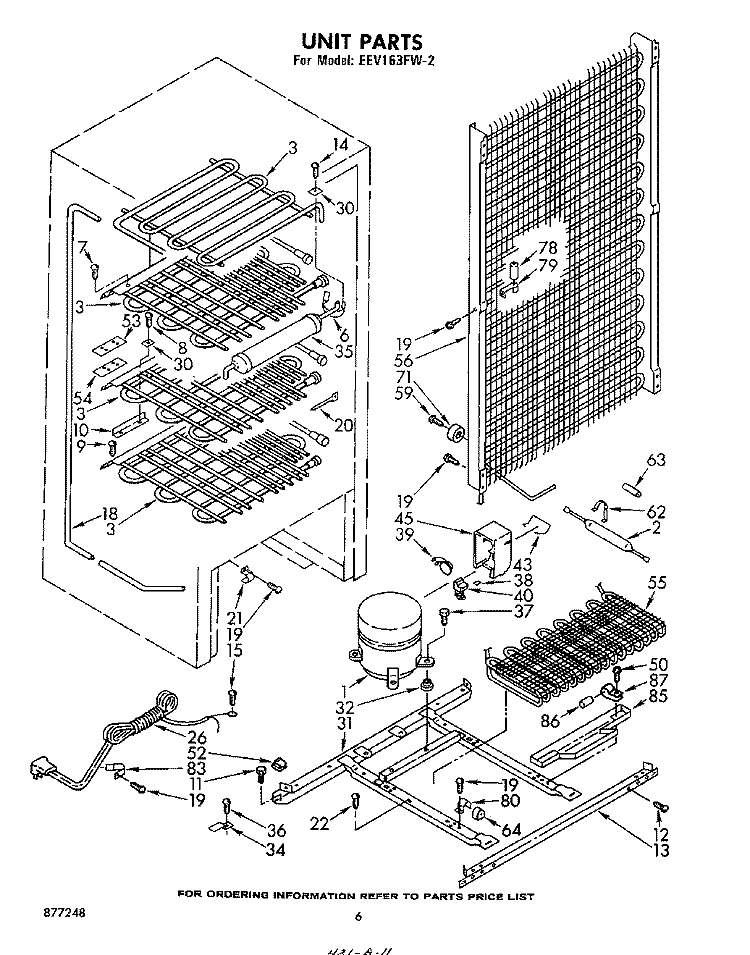UNIT Diagram and Parts List for EEV163FW2  Whirlpool Freezer