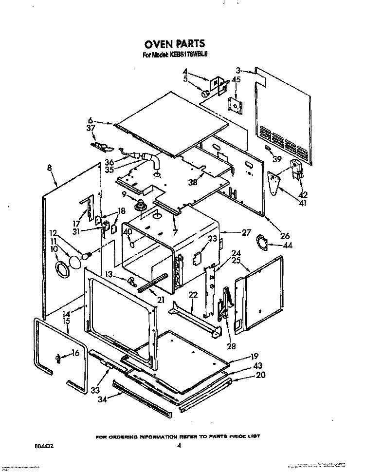 OVEN Diagram and Parts List for KEBS176WBL0  KitchenAid Wall Oven