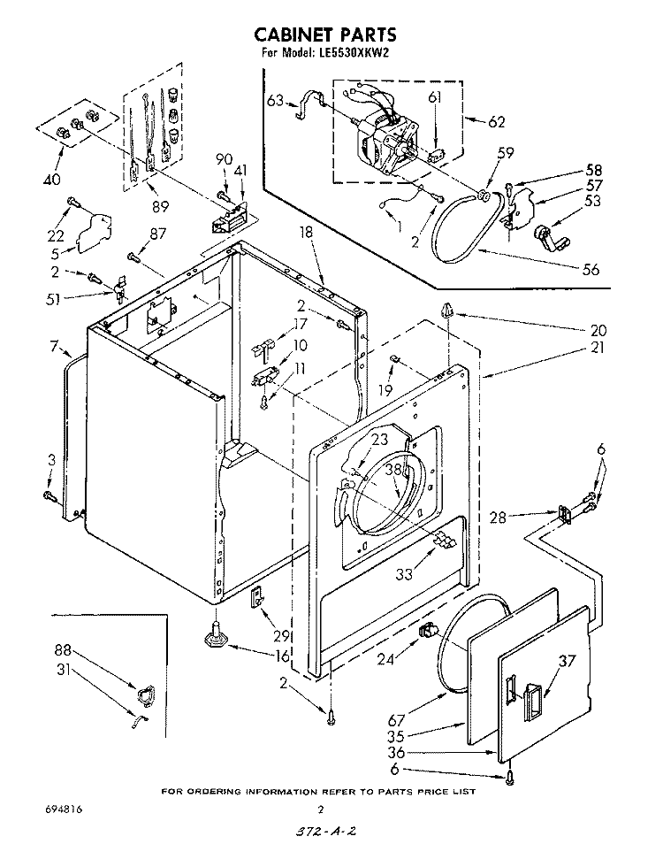 SECTION Diagram and Parts List for LE5530XKW2  Whirlpool Dryer
