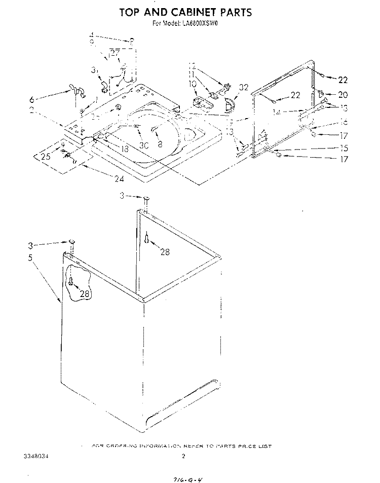 TOP AND CABINET , LITERATURE AND OPTIONAL Diagram and Parts List for LA6800XSW0  Whirlpool Washer