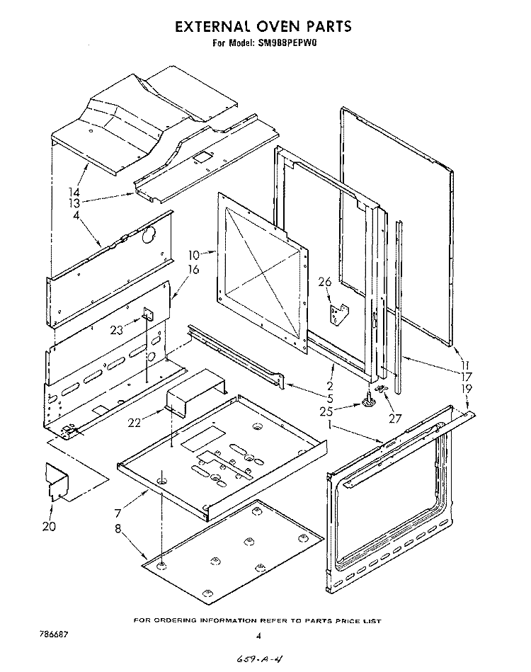 EXTERNAL OVEN Diagram and Parts List for SM988PEPW0  Whirlpool Range