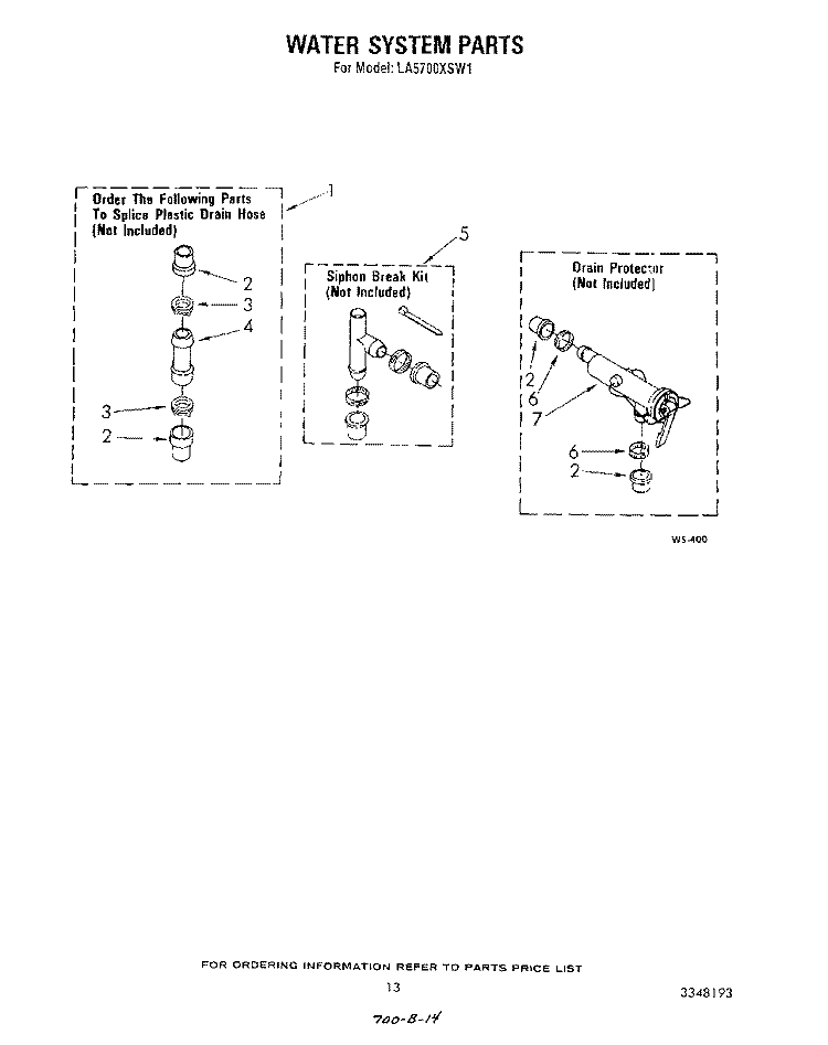 WATER SYSTEM Diagram and Parts List for LA5700XSW1  Whirlpool Washer