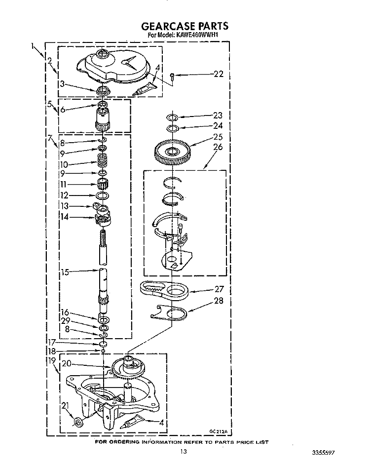 GEARCASE Diagram and Parts List for KAWE460WAL1  KitchenAid Washer
