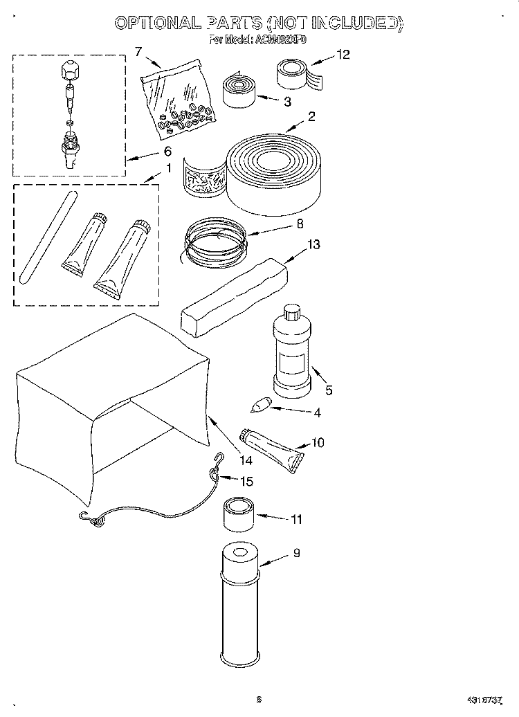 OPTIONAL Diagram and Parts List for ACM492XF0  Whirlpool Air Conditioner