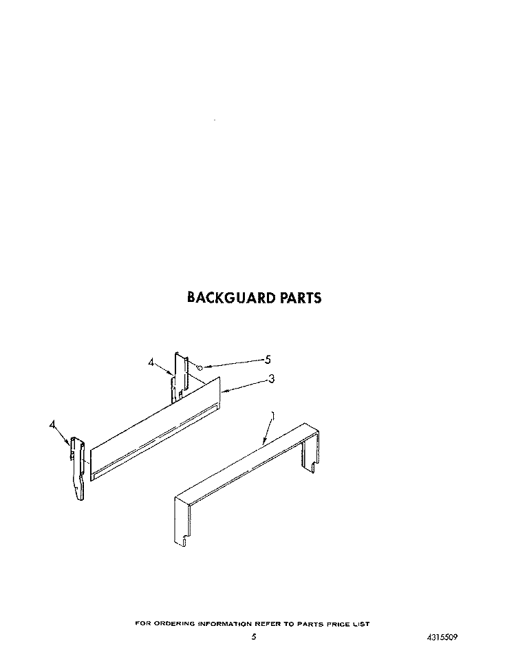 BACKGUARD Diagram and Parts List for FGP210VL0  Whirlpool Range