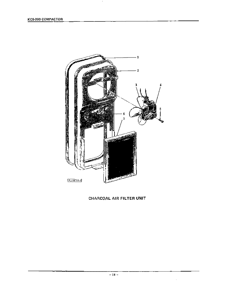 CHARCOAL AIR FILTER Diagram and Parts List for KCS200  KitchenAid Trash Compactor