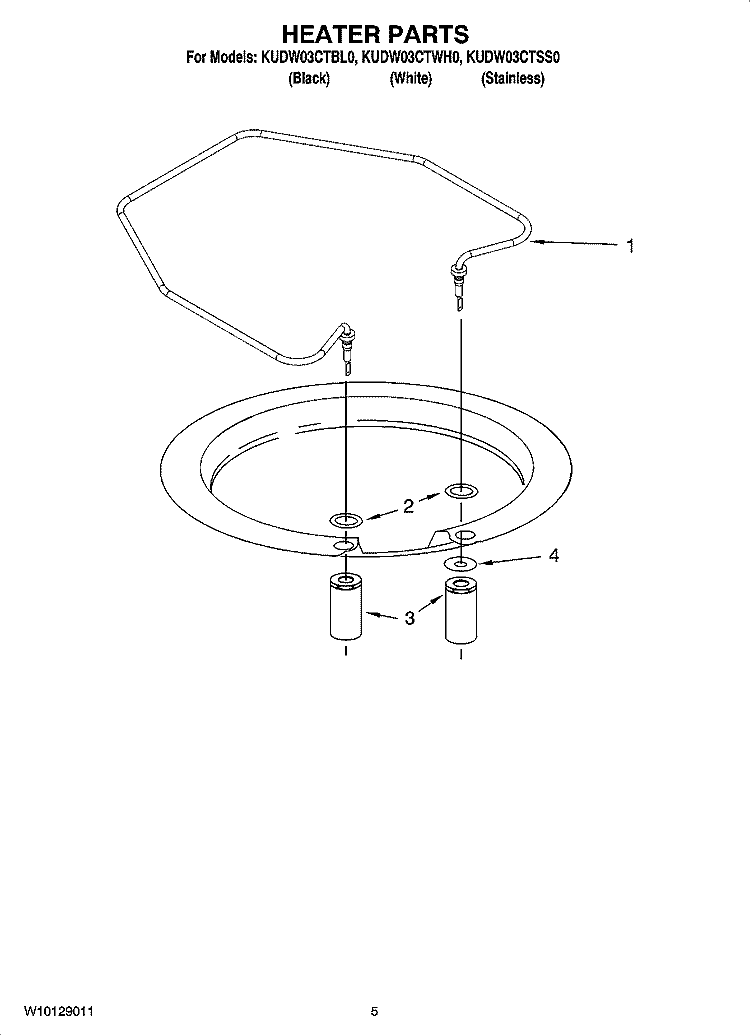 HEATER PARTS Diagram and Parts List for KUDW03CTBL0  KitchenAid Dishwasher