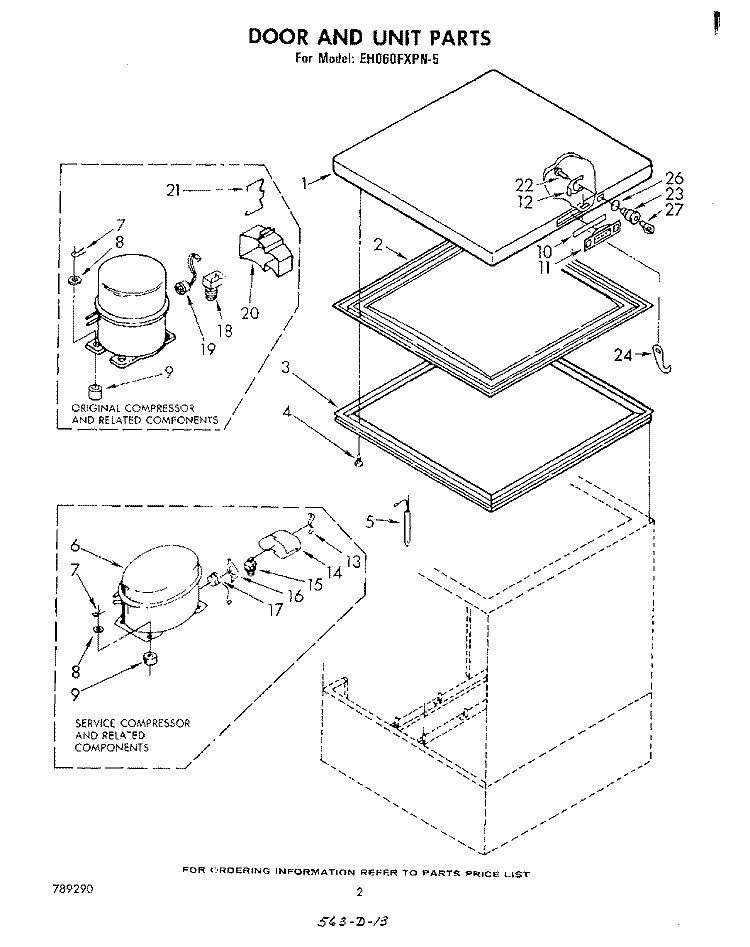 SECTION Diagram and Parts List for EH060FXPN5  Whirlpool Freezer