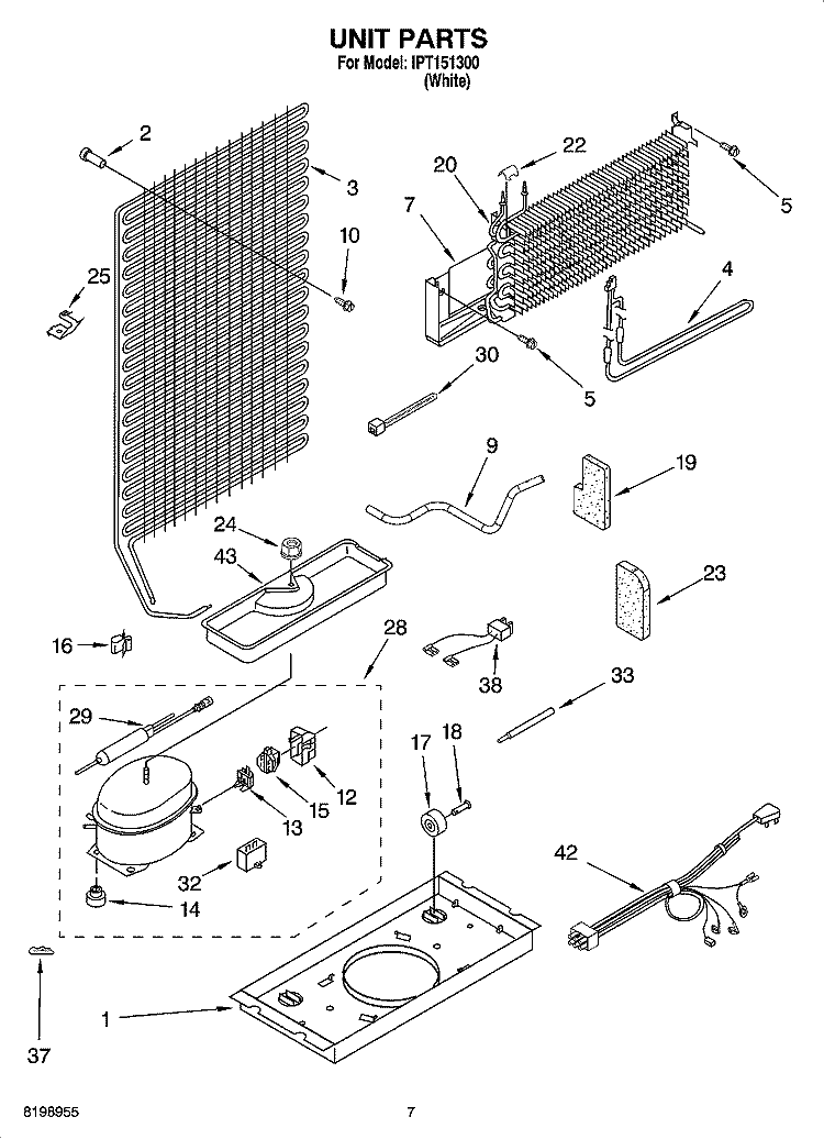 UNIT PARTS Diagram and Parts List for IPT151300  Inglis Refrigerator