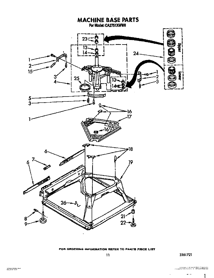 MACHINE BASE Diagram and Parts List for CA2751XWW0  Whirlpool Washer
