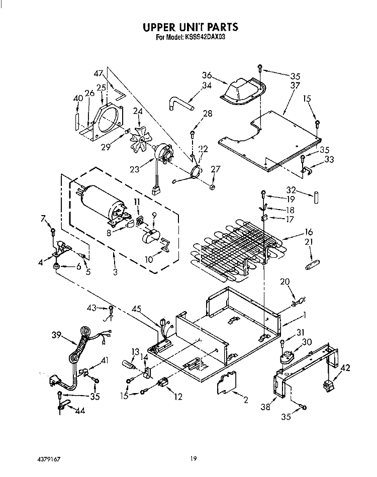UPPER UNIT Diagram and Parts List for KSSS42DAX03  KitchenAid Refrigerator