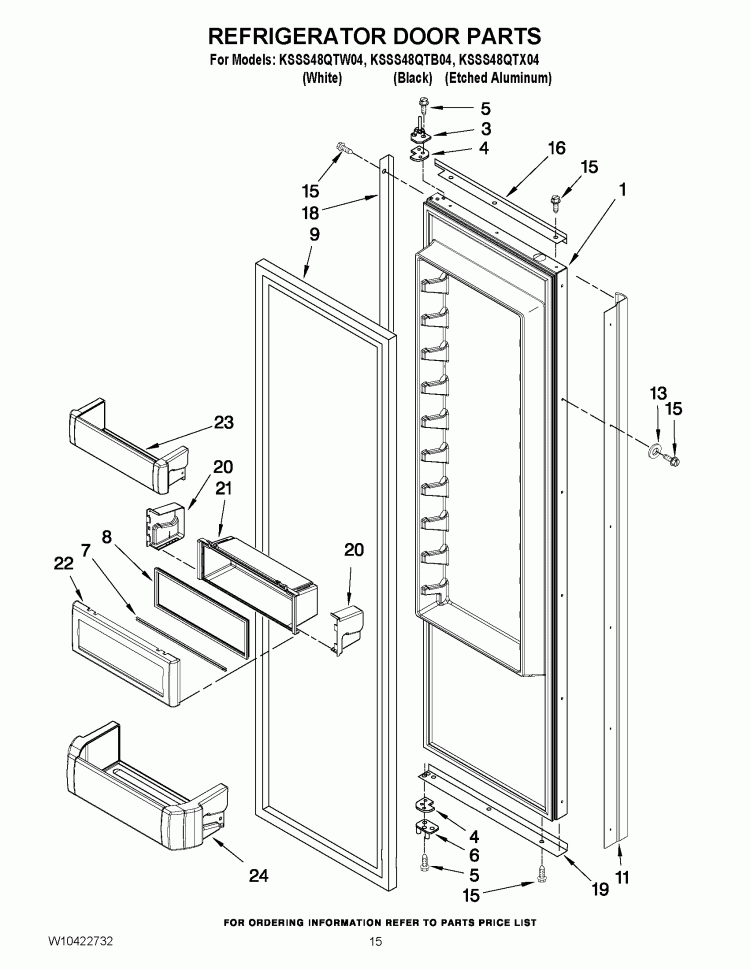 REFRIGERATOR DOOR PARTS Diagram and Parts List for KSSS48QTB04  KitchenAid Refrigerator
