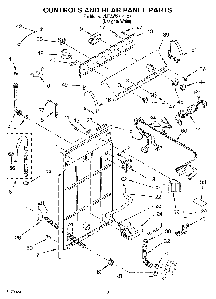 SECTION Diagram and Parts List for 7MTAWS800JQ3  Whirlpool Washer