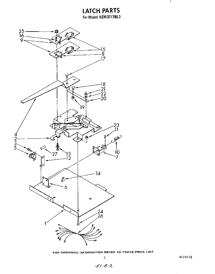 LATCH Diagram and Parts List for KEMI371TBL3  KitchenAid Microwave Oven Combo