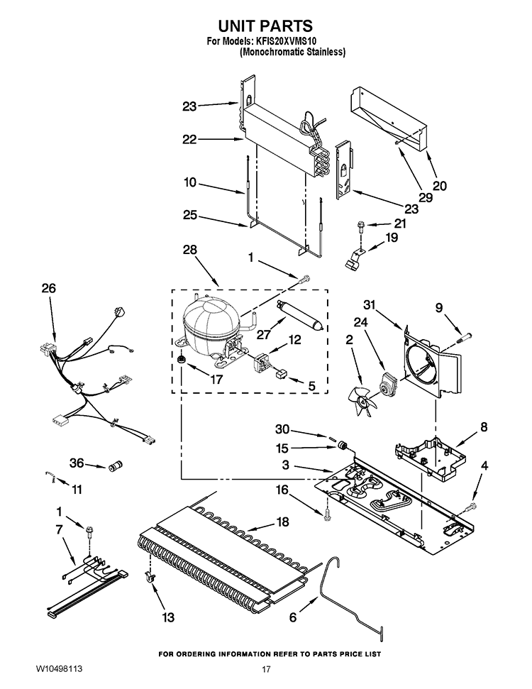 UNIT PARTS Diagram and Parts List for KFIS20XVMS10  KitchenAid Refrigerator