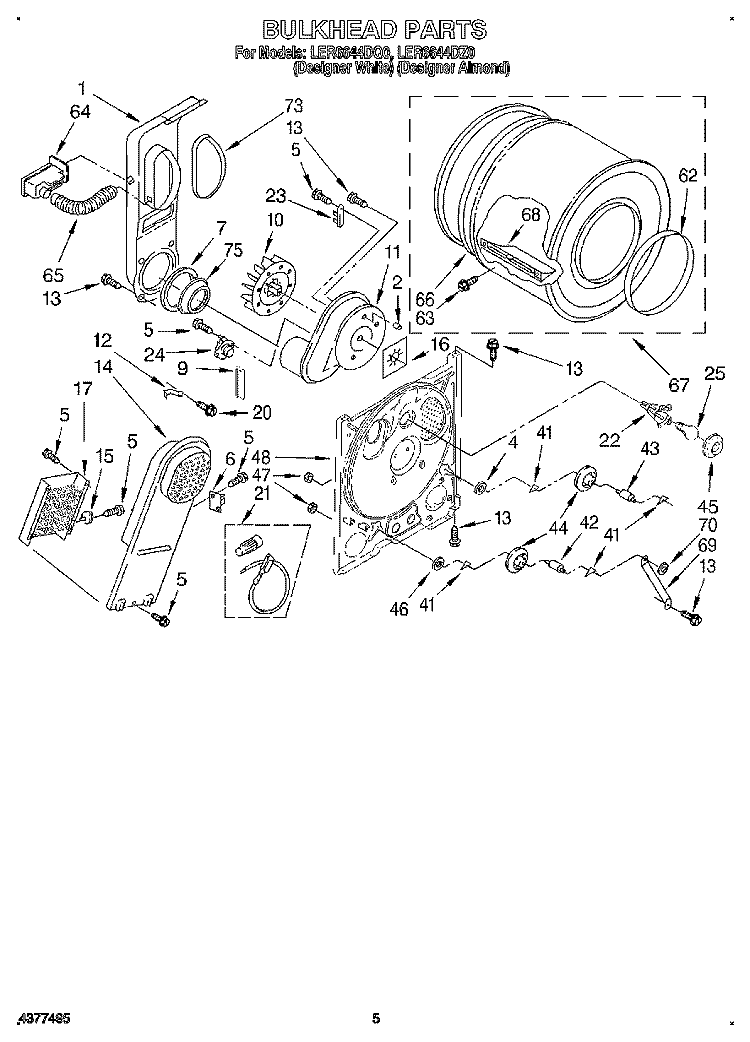 SECTION Diagram and Parts List for LER6644DQ0  Whirlpool Dryer