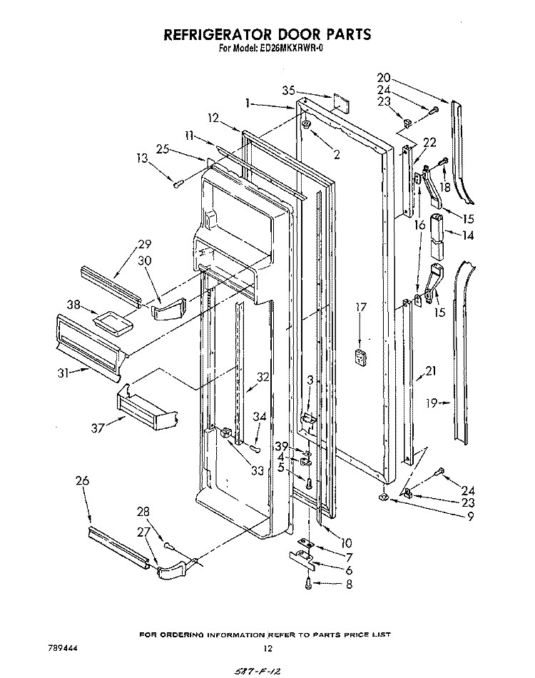 REFRIGERATOR DOOR Diagram and Parts List for ED26MKXRWR0  Whirlpool Refrigerator