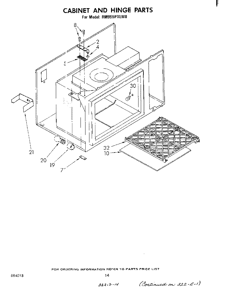 CABINET AND HINGE Diagram and Parts List for RM955PXLW0  Whirlpool Microwave Oven Combo