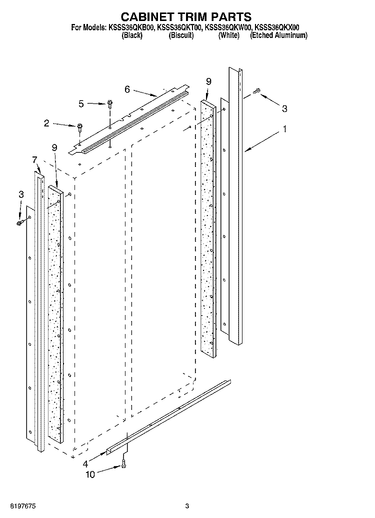 CABINET TRIM Diagram and Parts List for KSSS36QKT00  KitchenAid Refrigerator
