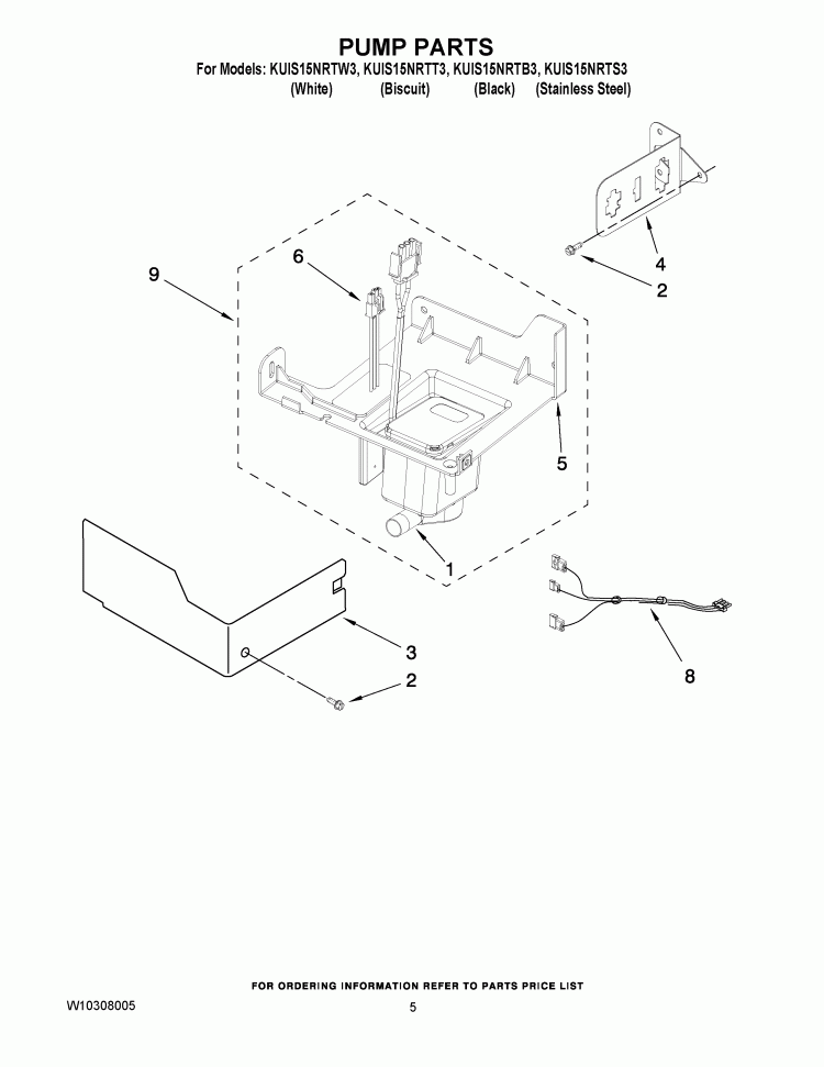 PUMP PARTS Diagram and Parts List for KUIS15NRTB3  KitchenAid Ice Maker