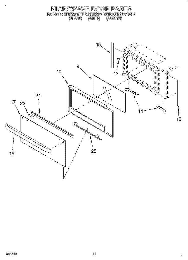 MICROWAVE DOOR, OTHER Diagram and Parts List for KEMS377DAL2  KitchenAid Microwave Oven Combo
