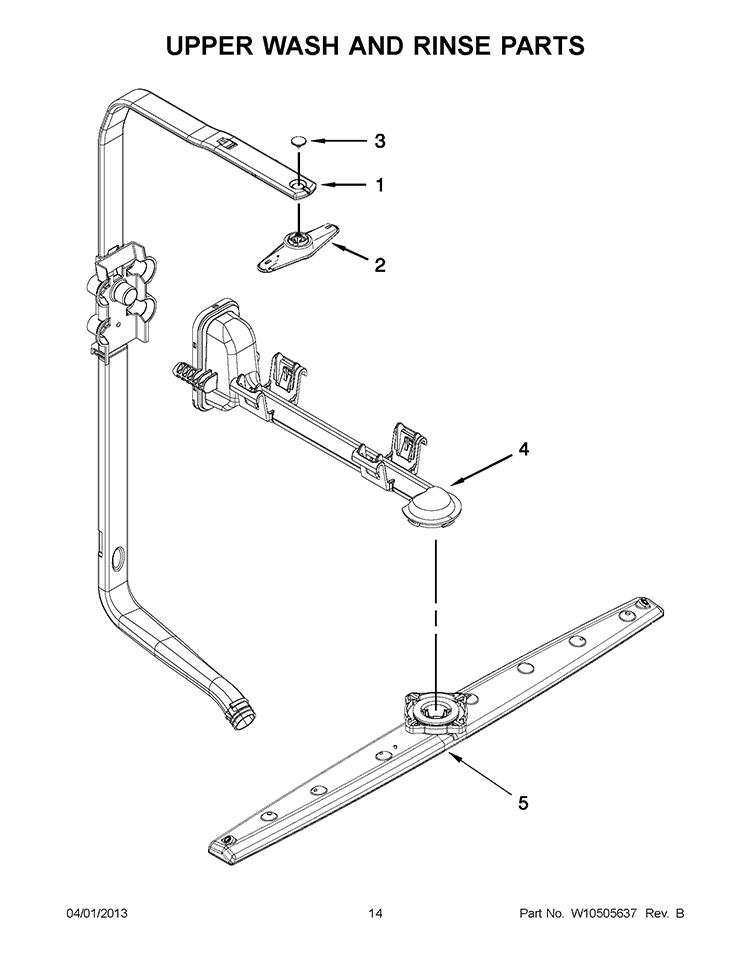 UPPER WASH AND RINSE PARTS Diagram and Parts List for WDL785SAAM0  Whirlpool Dishwasher