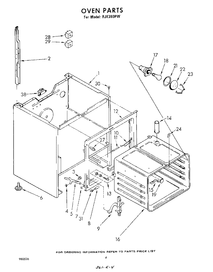 SECTION Diagram and Parts List for RJE390PW  Whirlpool Range