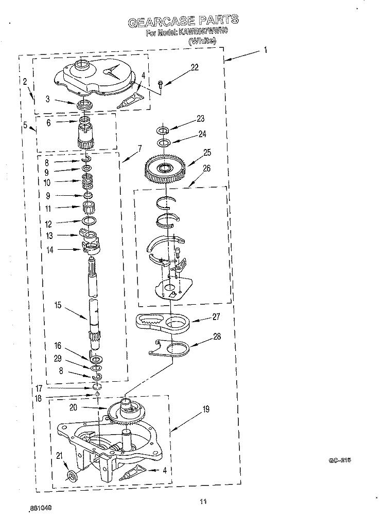 GEARCASE Diagram and Parts List for KAWE567WWH0  KitchenAid Washer