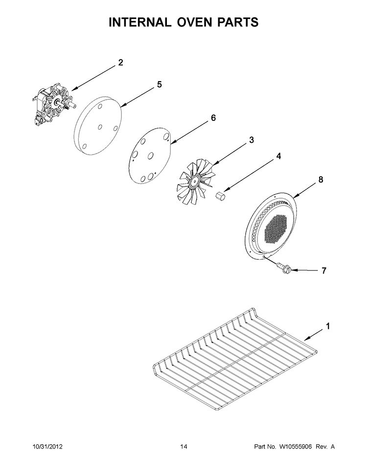 INTERNAL OVEN PARTS Diagram and Parts List for GGG390LXB04  Whirlpool Range