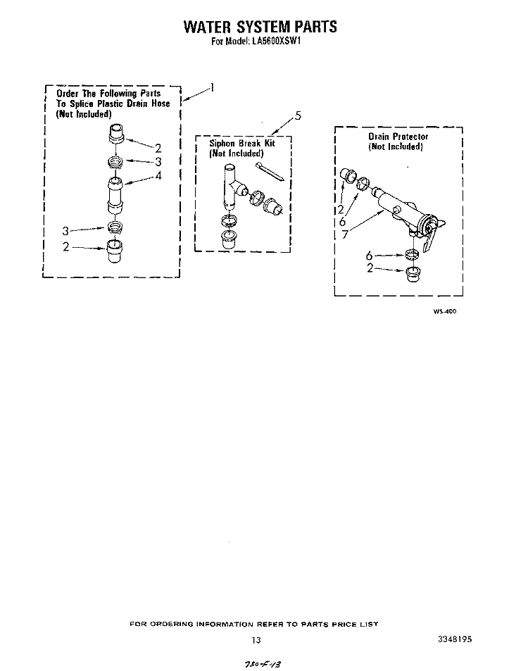 WATER SYSTEM Diagram and Parts List for LA5600XSW1  Whirlpool Washer
