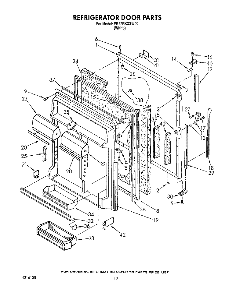 REFRIGERATOR DOOR Diagram and Parts List for EB22RKXXW00  Whirlpool Refrigerator