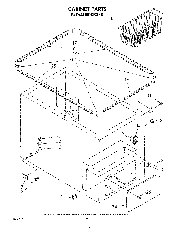SECTION Diagram and Parts List for EH150FXTN00  Whirlpool Freezer