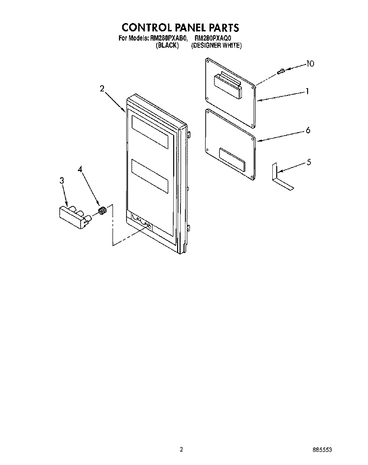 CONTROL PANEL, LITERATURE Diagram and Parts List for RM280PXAQ0  Whirlpool Wall Oven