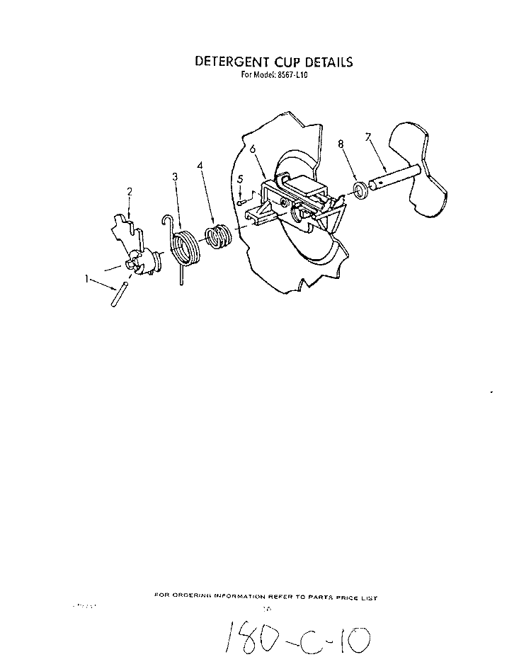 DETERGENT CUP Diagram and Parts List for 8567L10  Roper Dishwasher