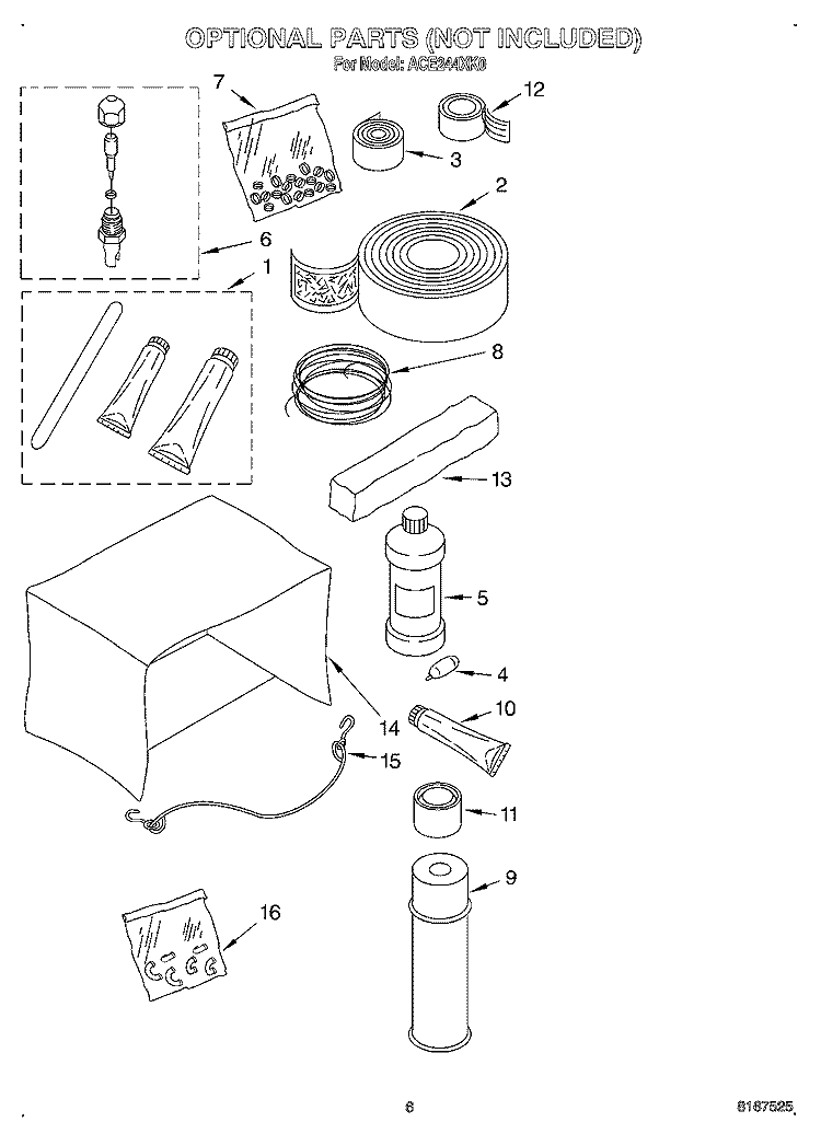 OPTIONAL Diagram and Parts List for ACE244XK0  Whirlpool Air Conditioner