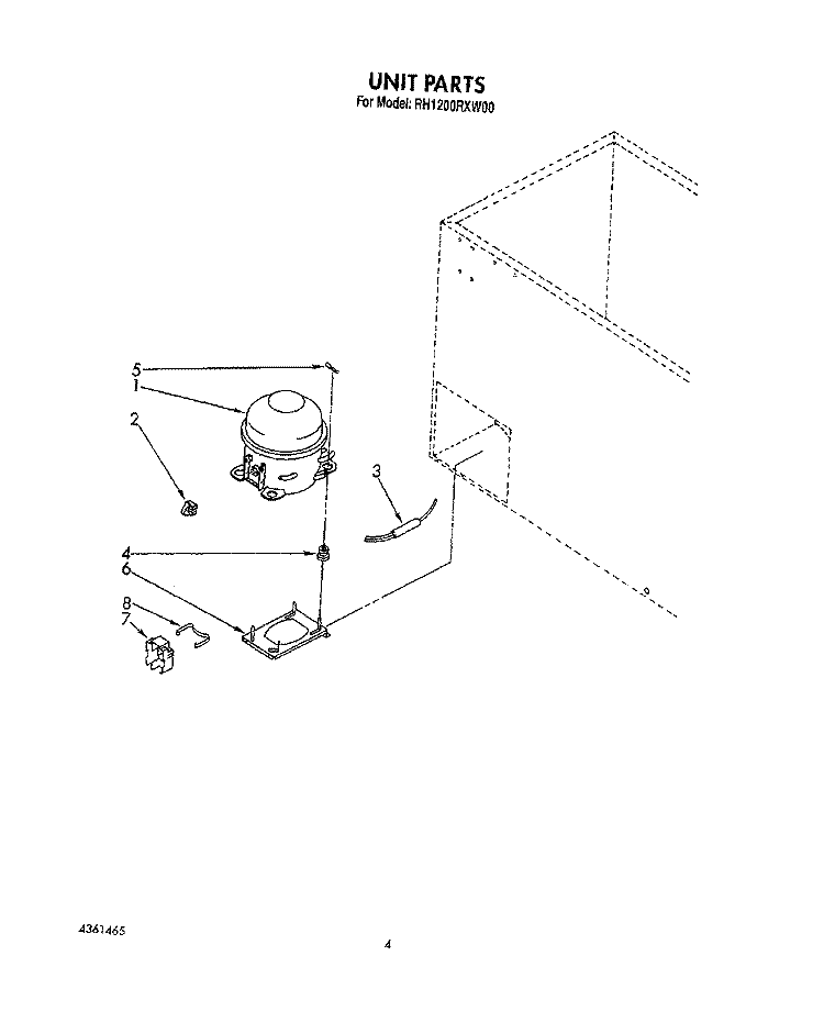 SECTION Diagram and Parts List for RH1200RXW00  Roper Freezer