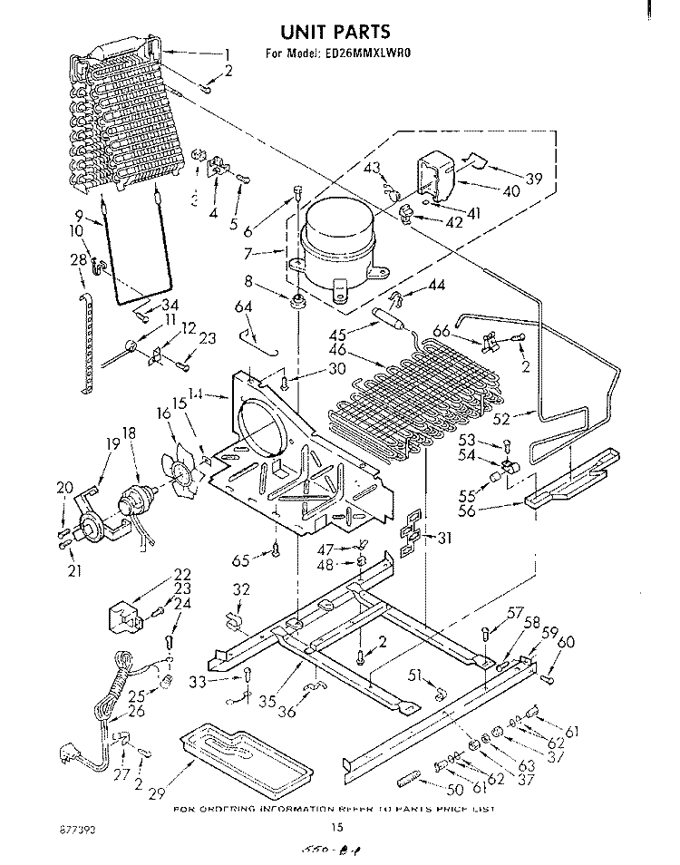 UNIT Diagram and Parts List for ED26MMXLWR0  Whirlpool Refrigerator