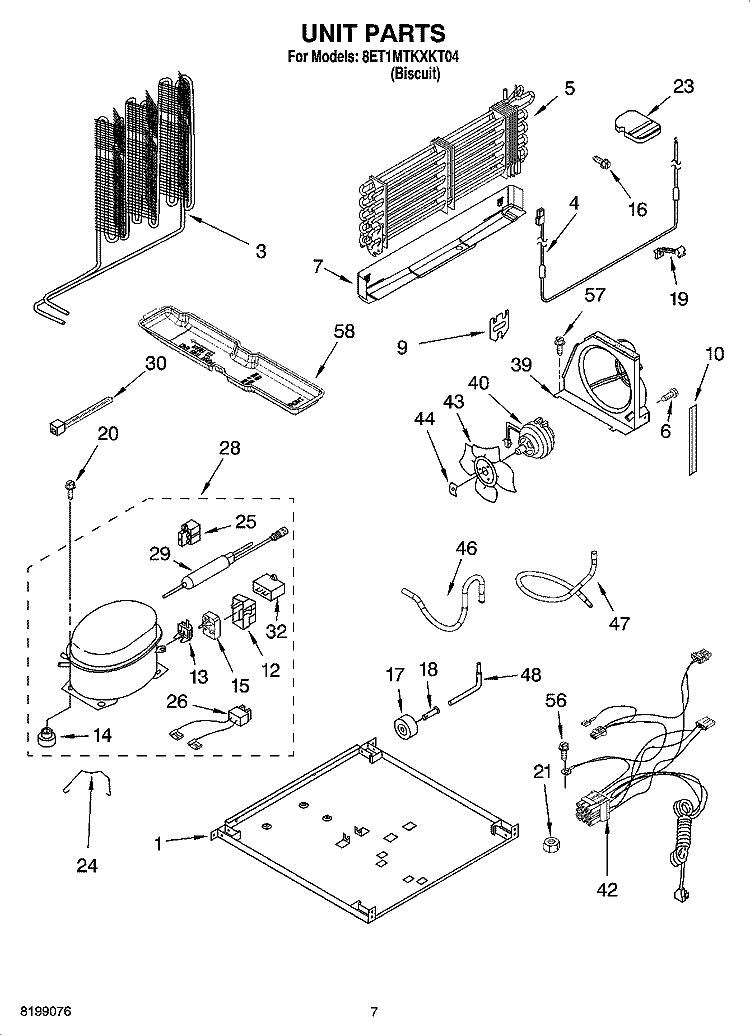 UNIT PARTS Diagram and Parts List for 8ET1MTKXKT04  Whirlpool Refrigerator