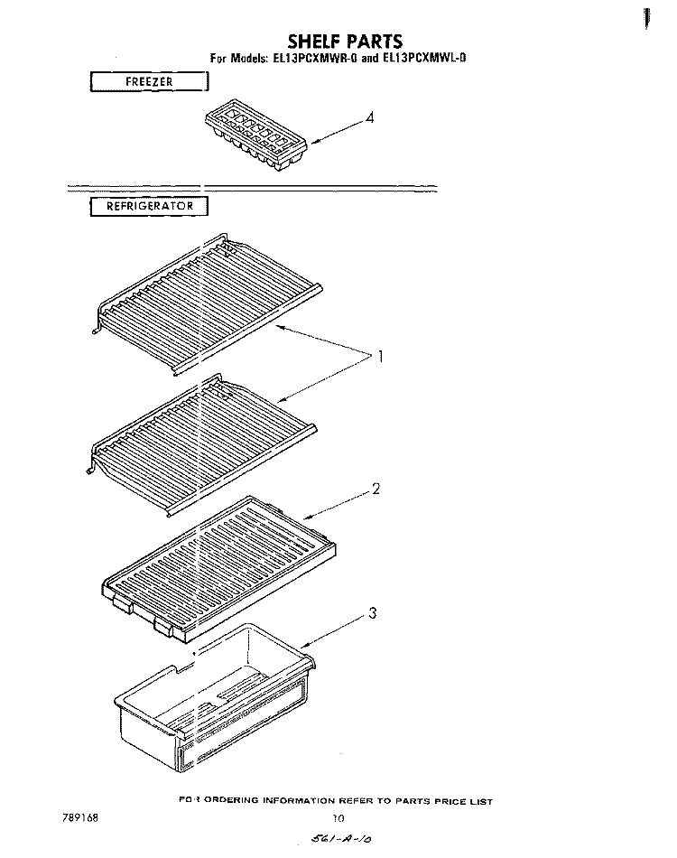SHELF Diagram and Parts List for EL13PCXMWL0  Whirlpool Refrigerator