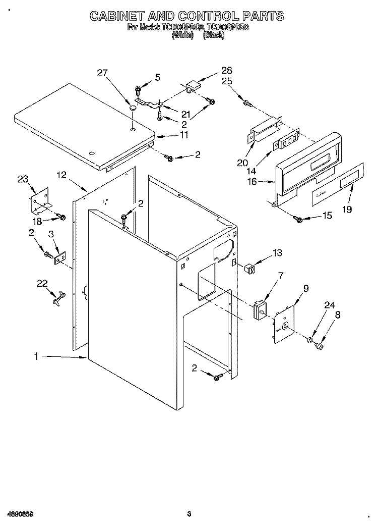 CABINET AND CONTROL Diagram and Parts List for TC900QPDB0  Whirlpool Trash Compactor