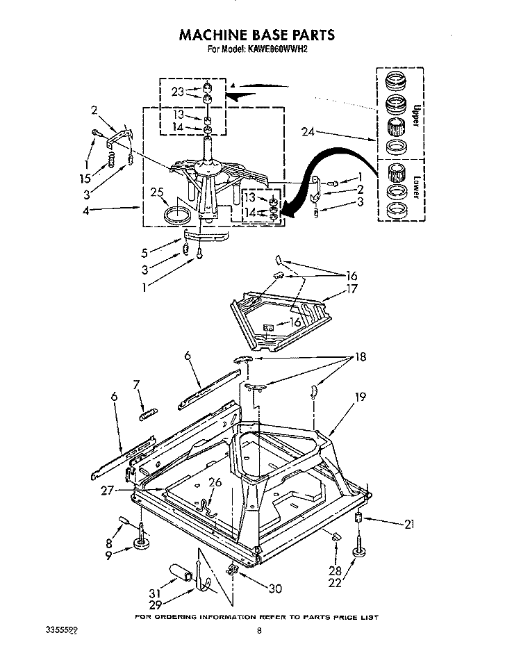 MACHINE BASE Diagram and Parts List for KAWE860WWH2  KitchenAid Washer